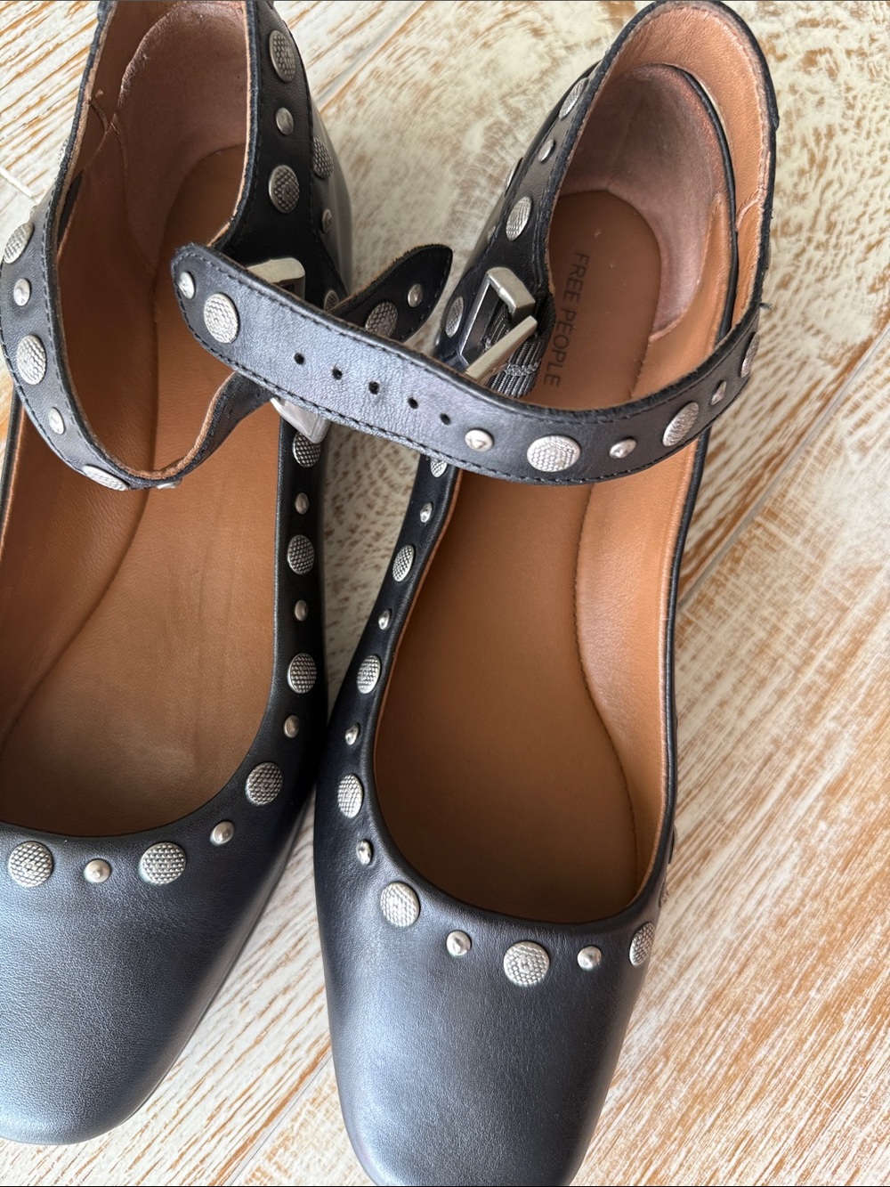 Free People Black Studded Mystic Mary Jane Flats - Picture 7 of 9